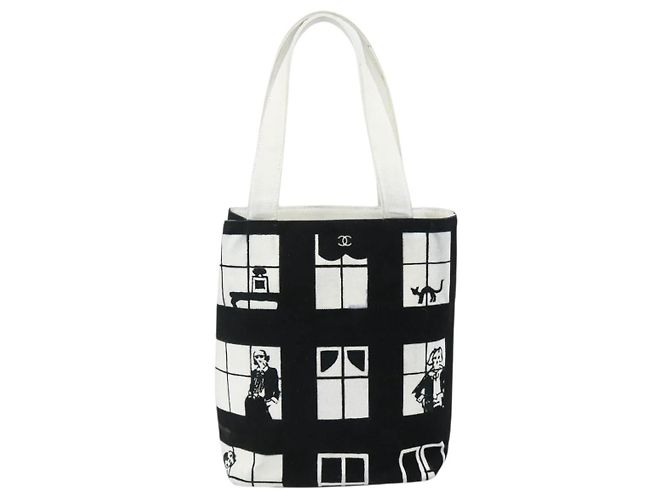 CHANEL Windows Line Tote Bag Canvas Black Gold CC - vista 3
