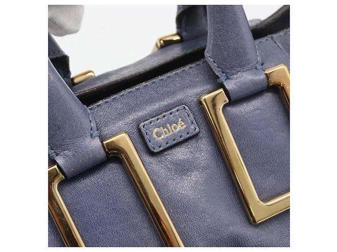 Chloé Chloe Etel Hand Bag Leather 2way Navy Gold - vista 16