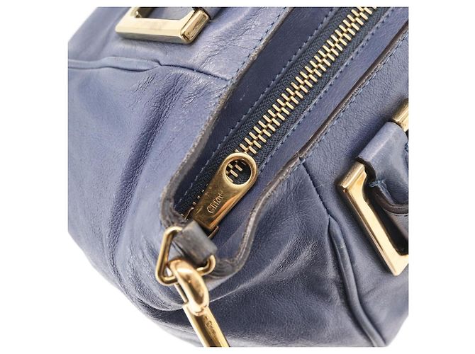 Chloé Chloe Etel Hand Bag Leather 2way Navy Gold - vista 17