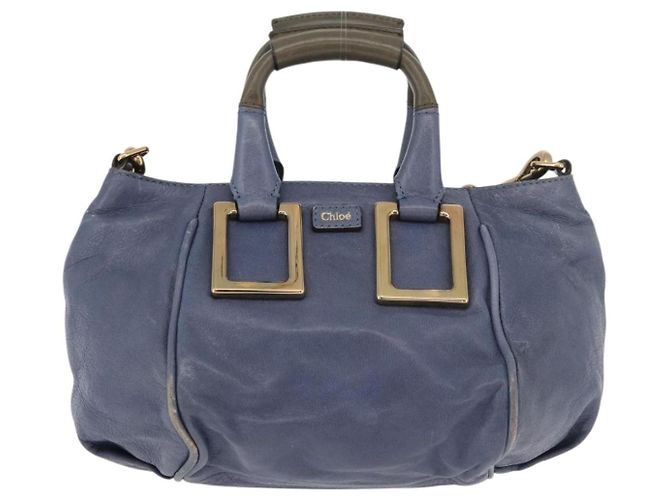 Chloé Chloe Etel Hand Bag Leather 2way Navy Gold - vista 2