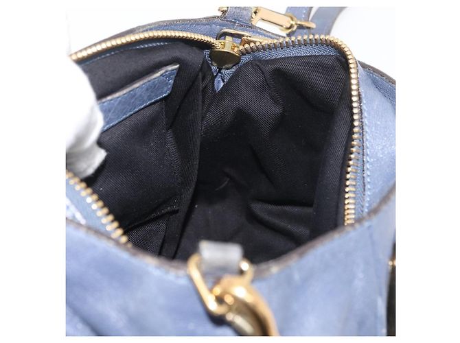 Chloé Chloe Etel Hand Bag Leather 2way Navy Gold - vista 20