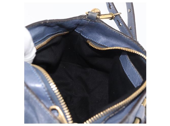 Chloé Chloe Etel Hand Bag Leather 2way Navy Gold - vista 21