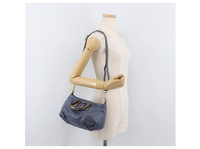 Chloé Chloe Etel Hand Bag Leather 2way Navy Gold - vista 24
