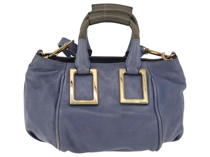Chloé Chloe Etel Hand Bag Leather 2way Navy Gold - vista 3