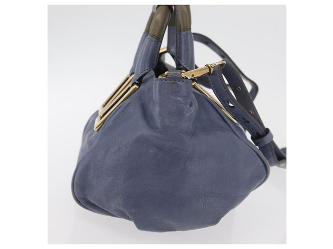 Chloé Chloe Etel Hand Bag Leather 2way Navy Gold - vista 5