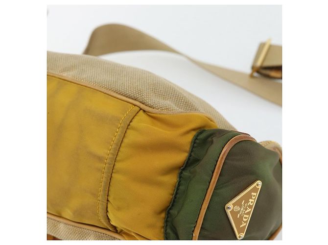 Bolso de hombro PRADA Nylon Canvas Beige Gold - vista 16