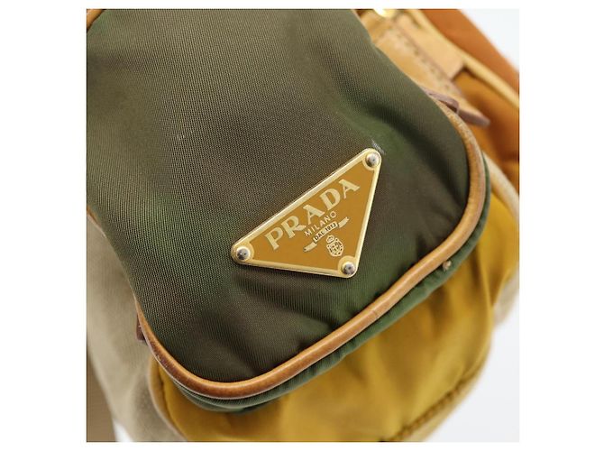 Bolso de hombro PRADA Nylon Canvas Beige Gold - vista 18