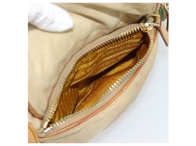 Bolso de hombro PRADA Nylon Canvas Beige Gold - vista 29