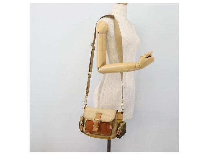 Bolso de hombro PRADA Nylon Canvas Beige Gold - vista 30