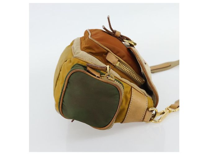 Bolso de hombro PRADA Nylon Canvas Beige Gold - vista 4