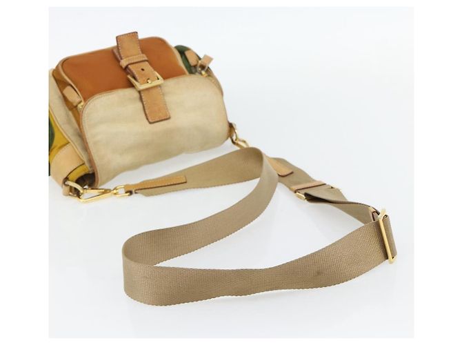 Bolso de hombro PRADA Nylon Canvas Beige Gold - vista 7
