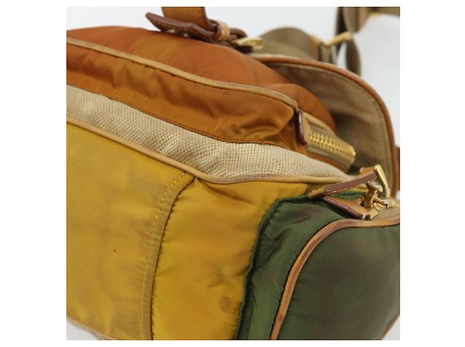 Bolso de hombro PRADA Nylon Canvas Beige Gold - vista 8