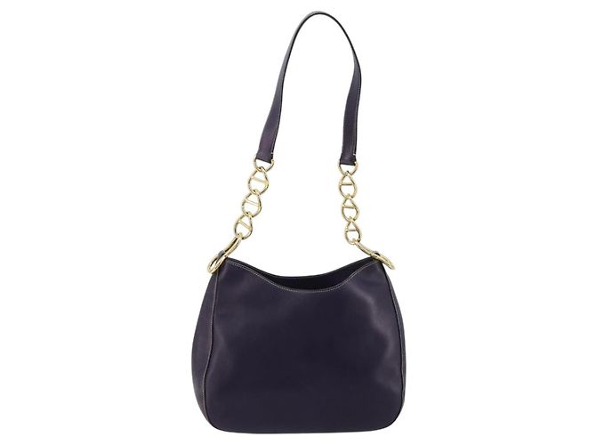 PRADA Chain Shoulder Bag Leather Purple Gold - vista 2