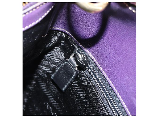 PRADA Chain Shoulder Bag Leather Purple Gold - vista 20
