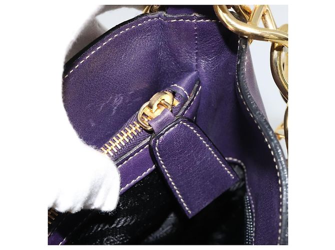PRADA Chain Shoulder Bag Leather Purple Gold - vista 22