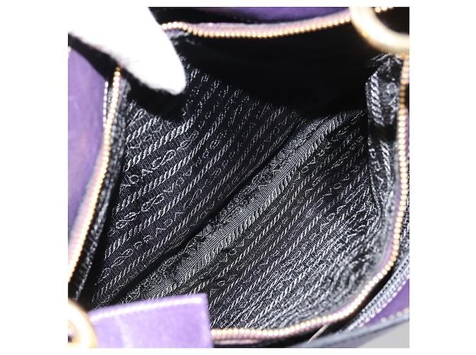 PRADA Chain Shoulder Bag Leather Purple Gold - vista 23