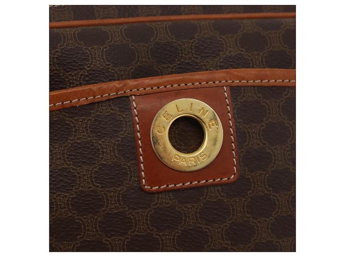 Céline CELINE Macadam Canvas Circle Shoulder Bag PVC Leather Brown Gold - vista 15