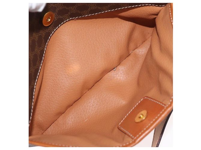 Céline CELINE Macadam Canvas Circle Shoulder Bag PVC Leather Brown Gold - vista 25