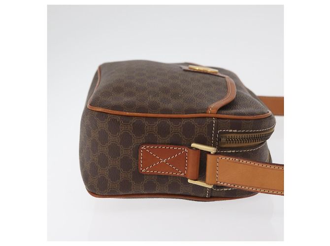Céline CELINE Macadam Canvas Circle Shoulder Bag PVC Leather Brown Gold - vista 4