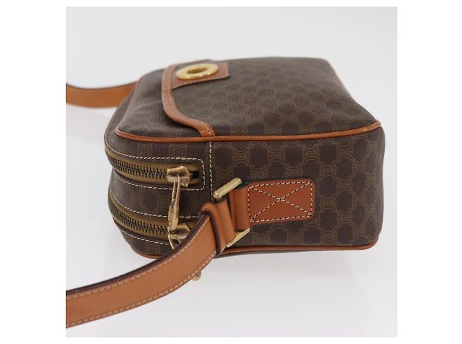Céline CELINE Macadam Canvas Circle Shoulder Bag PVC Leather Brown Gold - vista 5