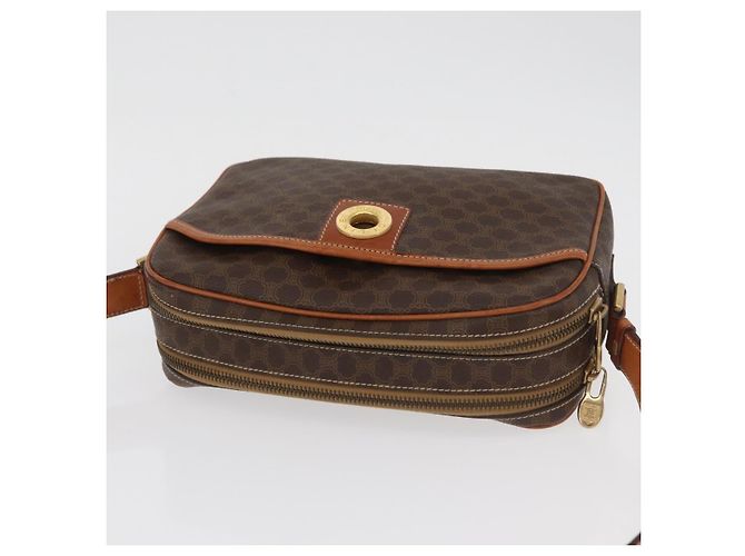 Céline CELINE Macadam Canvas Circle Shoulder Bag PVC Leather Brown Gold - vista 6