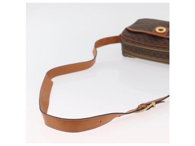 Céline CELINE Macadam Canvas Circle Shoulder Bag PVC Leather Brown Gold - vista 7