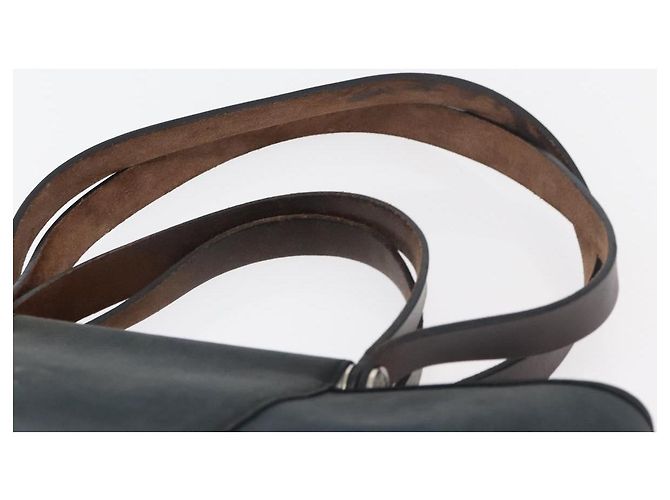 Hermès HERMES Cabak Elan Hand Bag Canvas Silver Navy - vista 10