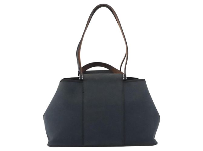 Hermès HERMES Cabak Elan Hand Bag Canvas Silver Navy - vista 13