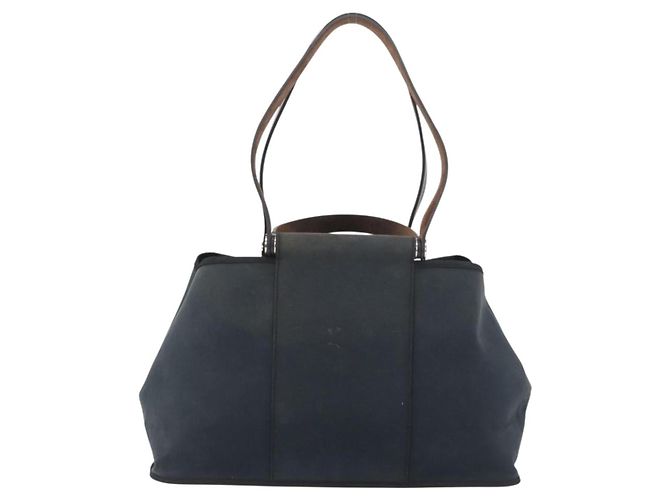 Hermès HERMES Cabak Elan Hand Bag Canvas Silver Navy - vista 2