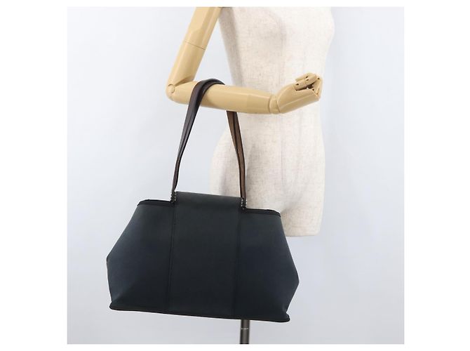 Hermès HERMES Cabak Elan Hand Bag Canvas Silver Navy - vista 23