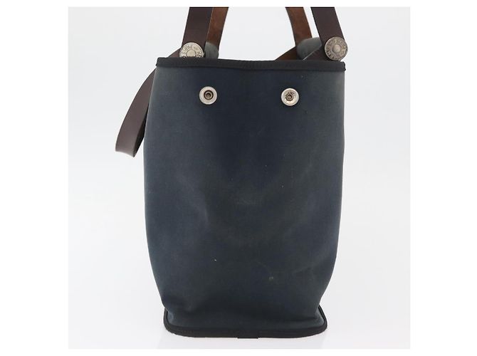 Hermès HERMES Cabak Elan Hand Bag Canvas Silver Navy - vista 4