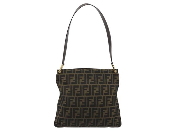FENDI Zucca Canvas Shoulder Bag Black Brown - vista 13