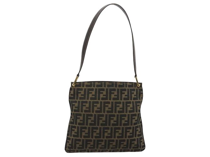 FENDI Zucca Canvas Shoulder Bag Black Brown - vista 2