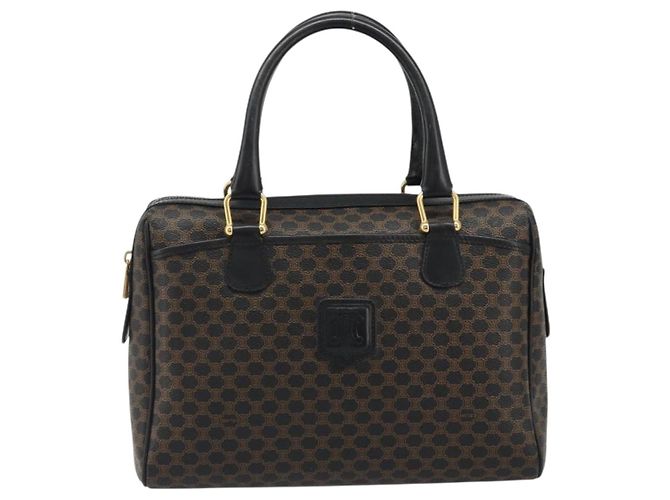 Céline CELINE Macadam Canvas Boston Bag PVC Leather Black Gold - vista 2