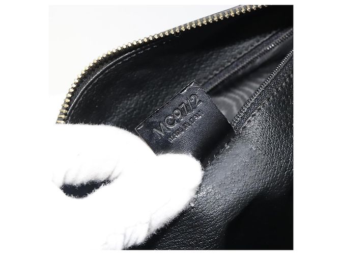 Céline CELINE Macadam Canvas Boston Bag PVC Leather Black Gold - vista 23