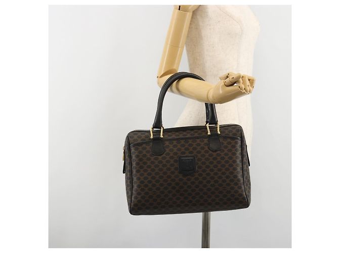 Céline CELINE Macadam Canvas Boston Bag PVC Leather Black Gold - vista 24