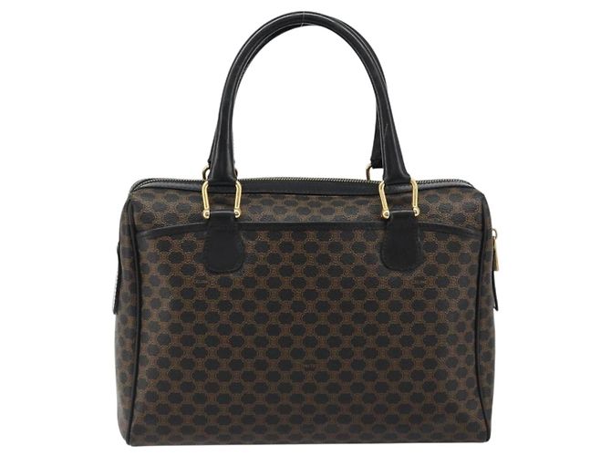 Céline CELINE Macadam Canvas Boston Bag PVC Leather Black Gold - vista 3