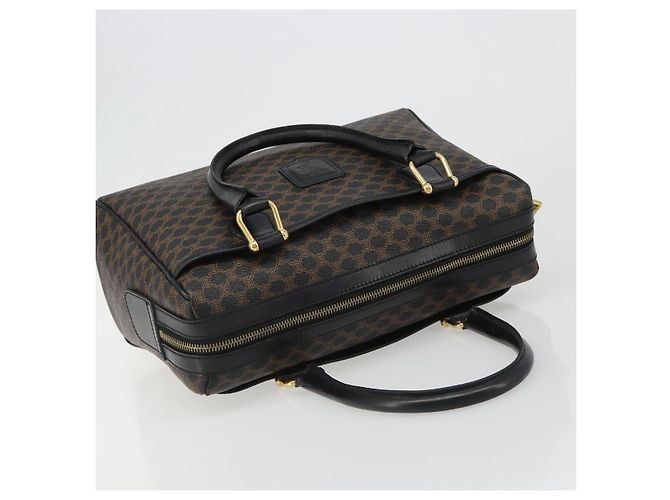 Céline CELINE Macadam Canvas Boston Bag PVC Leather Black Gold - vista 6