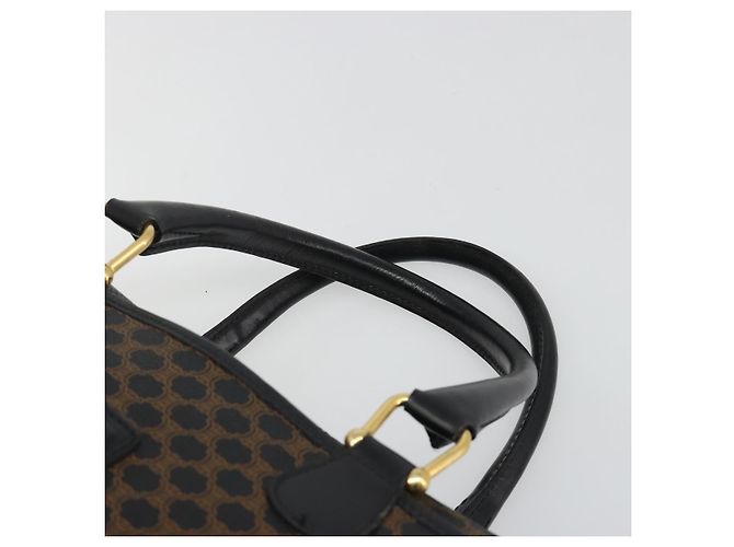 Céline CELINE Macadam Canvas Boston Bag PVC Leather Black Gold - vista 8