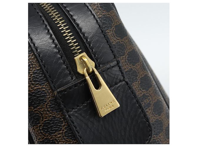 Céline CELINE Macadam Canvas Boston Bag PVC Leather Black Gold - vista 10