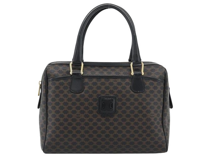 Céline CELINE Macadam Canvas Boston Bag PVC Leather Black Gold - vista 13