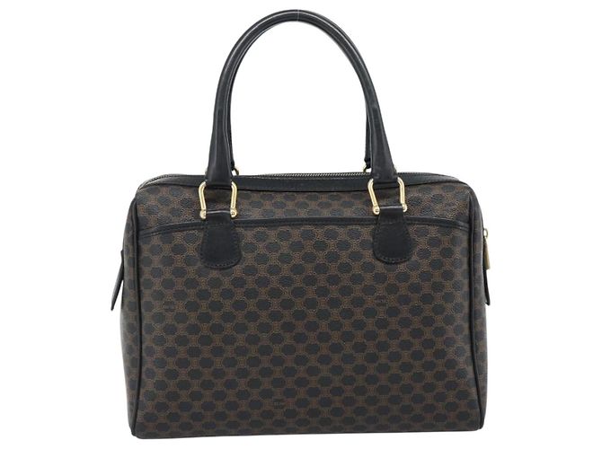 Céline CELINE Macadam Canvas Boston Bag PVC Leather Black Gold - vista 2