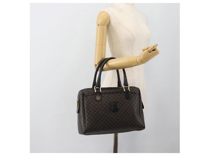 Céline CELINE Macadam Canvas Boston Bag PVC Leather Black Gold - vista 24