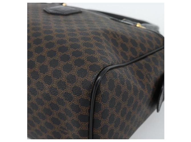 Céline CELINE Macadam Canvas Boston Bag PVC Leather Black Gold - vista 9