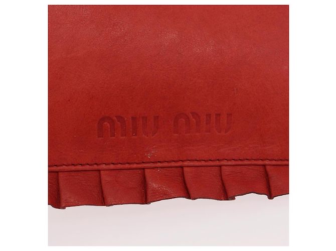 Miu Miu Shoulder Bag Leather Red Silver - vista 14