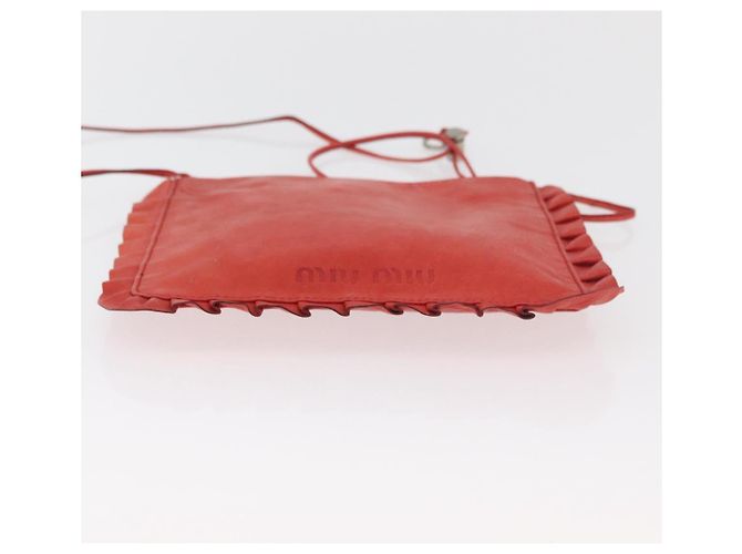 Miu Miu Shoulder Bag Leather Red Silver - vista 9