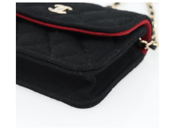 CHANEL Bolsa de Ombro Chain Mini Matelasse 12 Algodão Preto Ouro CC - vista 10