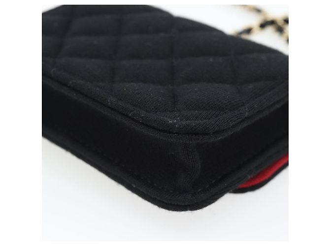 CHANEL Bolsa de Ombro Chain Mini Matelasse 12 Algodão Preto Ouro CC - vista 12