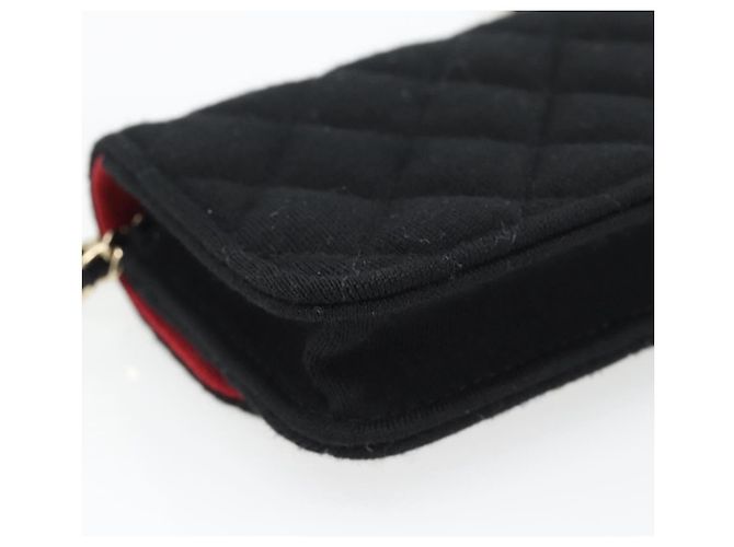 CHANEL Bolsa de Ombro Chain Mini Matelasse 12 Algodão Preto Ouro CC - vista 13