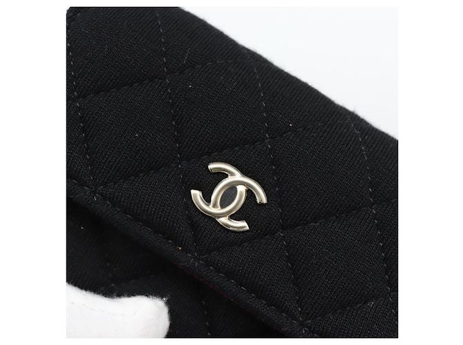 CHANEL Bolsa de Ombro Chain Mini Matelasse 12 Algodão Preto Ouro CC - vista 14